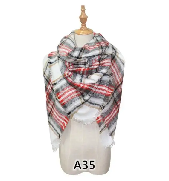 HOT!!! Personalized 60 color stole Square Oversized Plaid Blanket Scarf Tartan women cashmere scarf