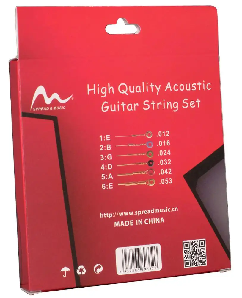 Acoustic guitar phosphor bronze string set F-320 with paper packaging colorful ball-end guitar accessories