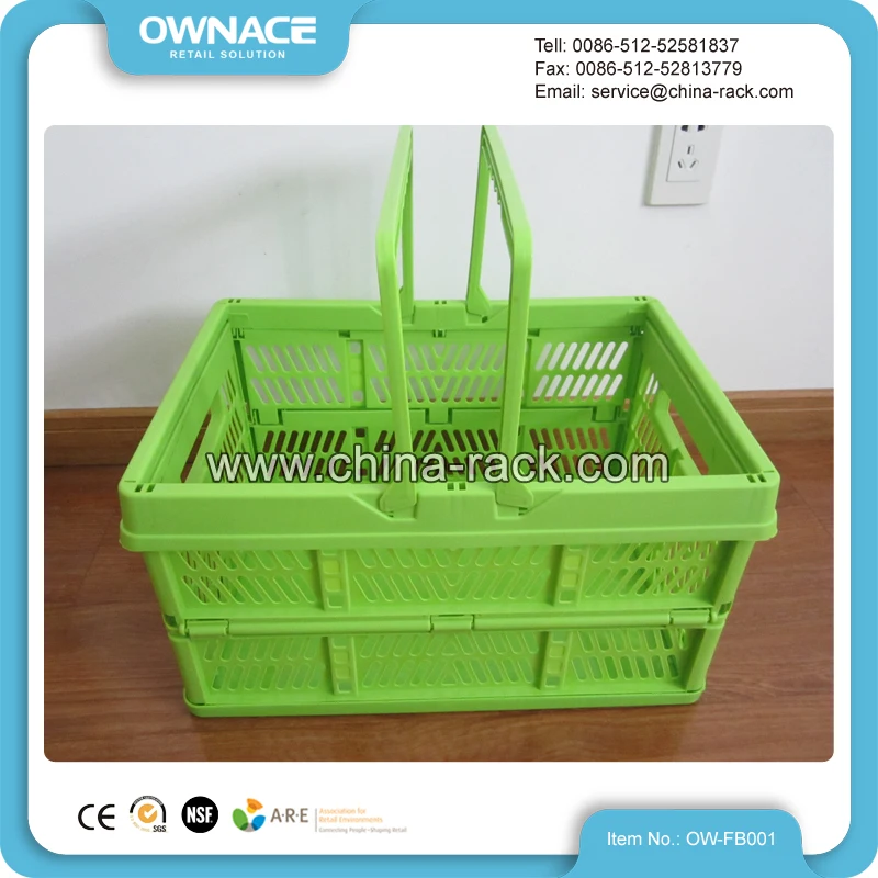 Factory Price Customized Foldable Mini Shopping Basket With Wheels for Cosmetic Shops
