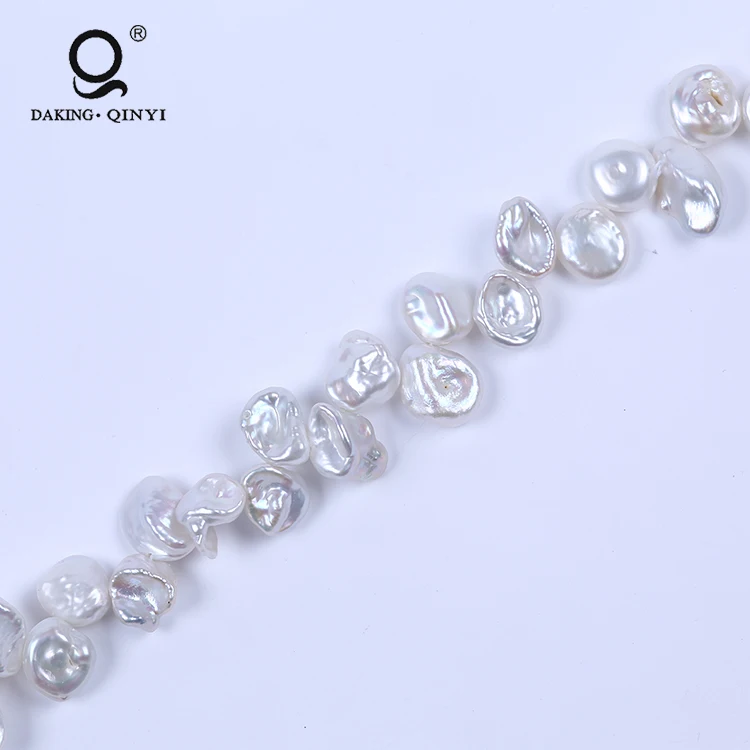 Daking Jewelry 10-11mm Irregular Natural White Fresh Water Loose Keshi Pearls