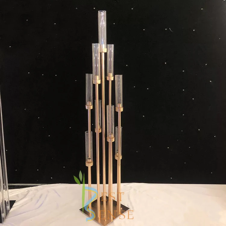 10 Arms gold candelabra centerpieces for wedding table