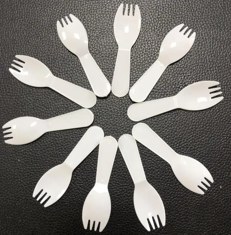 wholesale PS plastic spoon white spork disposable tableware unit pack trifle patisserie cake spoon dessert