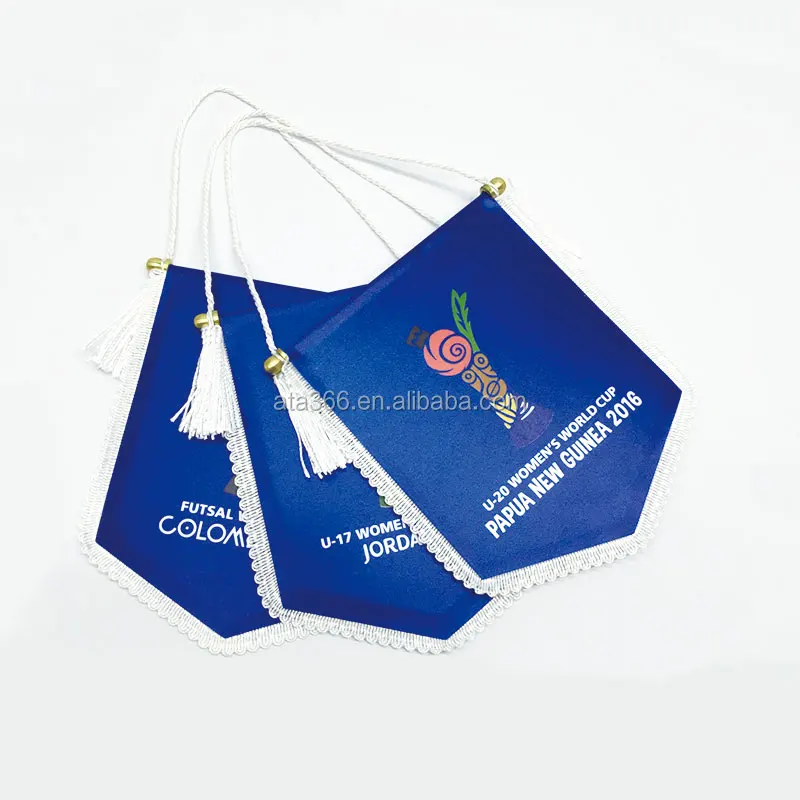 Custom Sublimation Football Pennant  mini Soccer Team Pennant Flag Metal Plastic Stick Pennant Sportswear