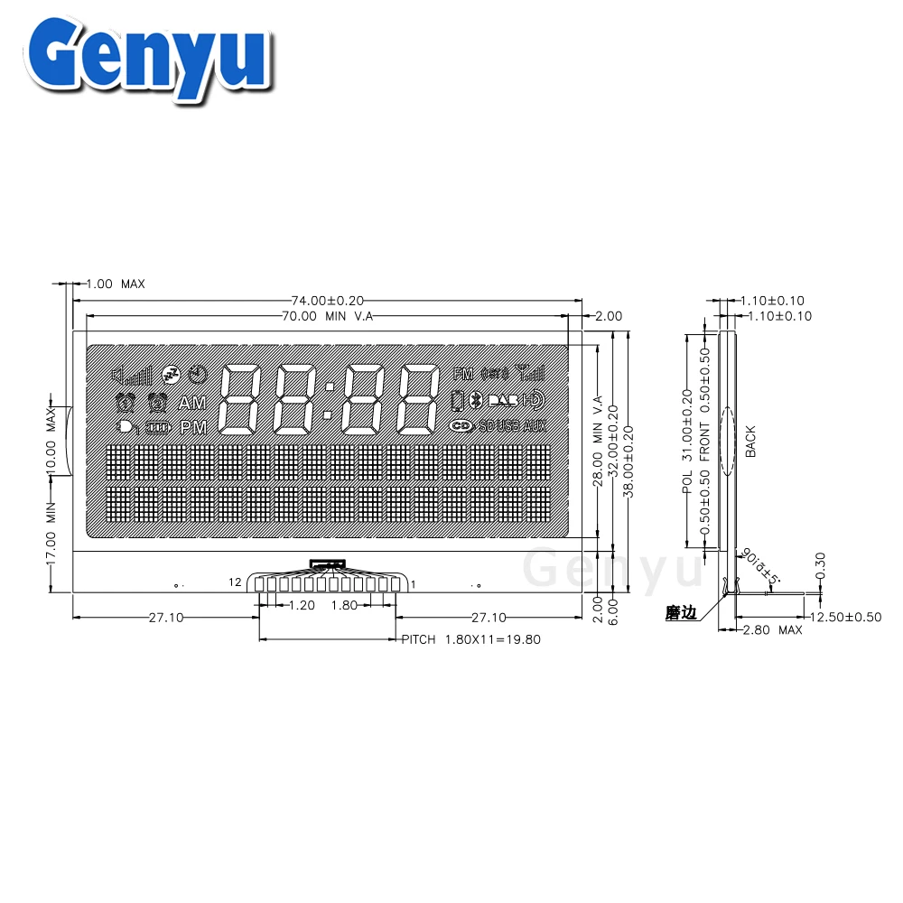16x2 Black bottom white word screen 1602 Character lcd Module for Radio