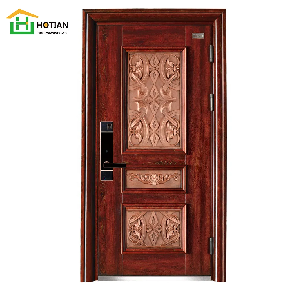 Front Metal Single Anti-theft Security Door Ventilated Security Front Main Entry Steel Door Designs