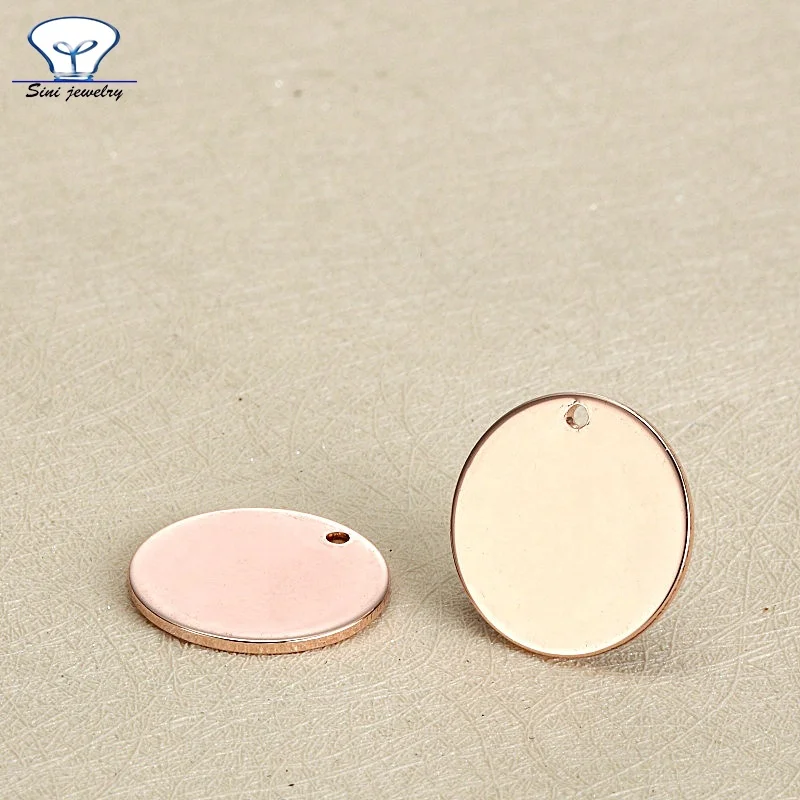 High quality stainless steel custom engraved brand logo metal stamped jewelry oval tags for bracelet logo hang tags