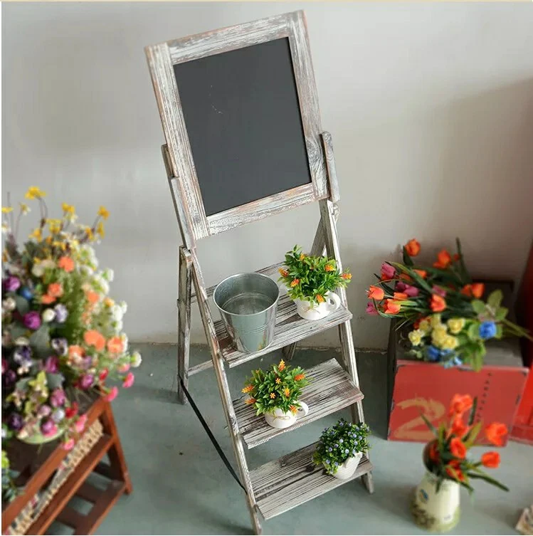 
American style multilayer white folding solid wood flower shelf 