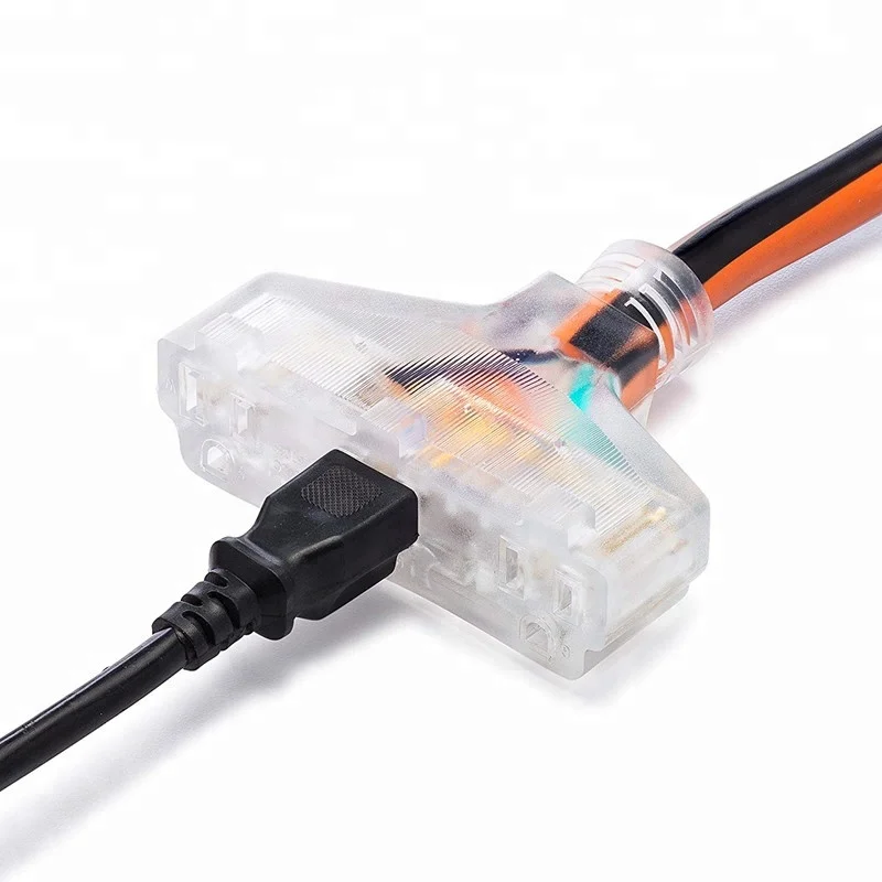 3 Conductor Triple Tap Outdoor Extension Cord -10 Gauge 50 Ft. 10/3 with Lighted Ends