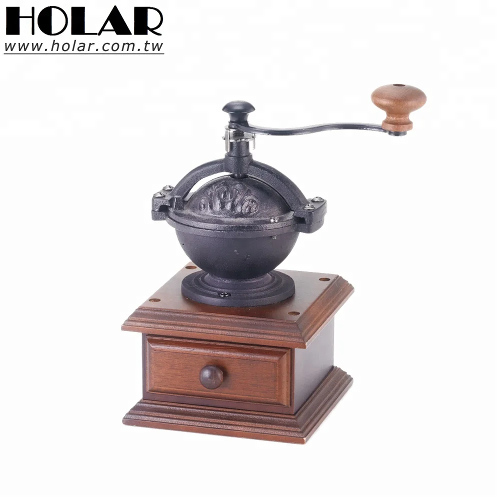 [Holar] Taiwan Made Vintage Manual Antique Coffee Grinder with Rubber Wood