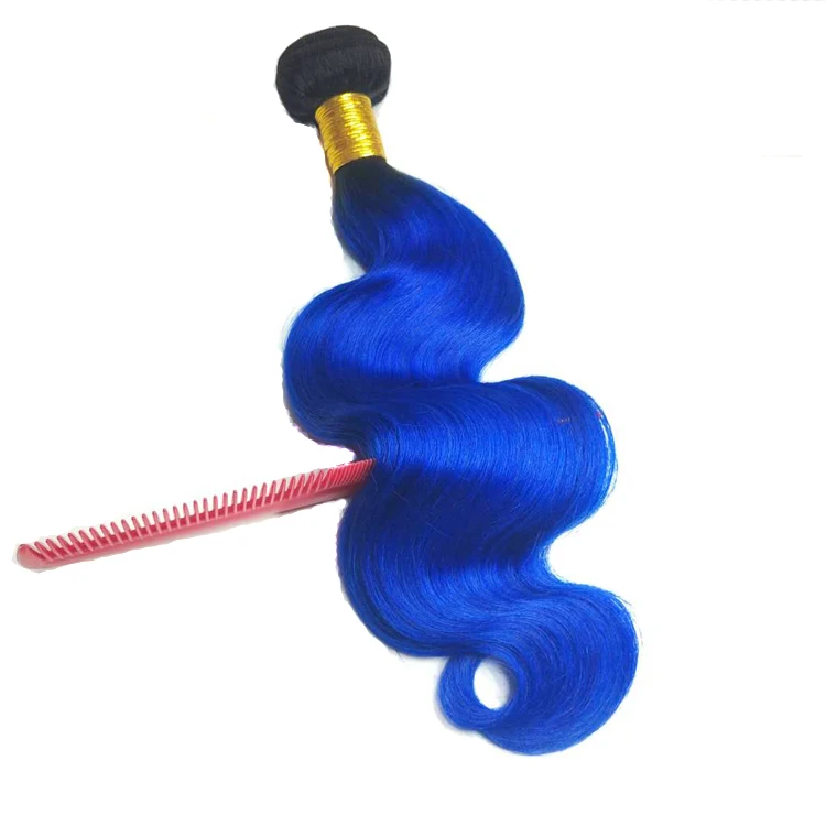 
Brazilian Top Quality 1B/Blue human hair extension two tone ombre color remy human hair weaves body wave 