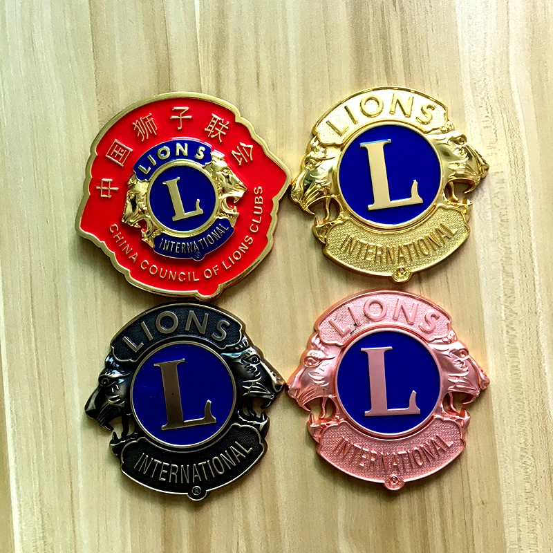 Custom Car Chrome Logo Badges 3d metal enamel car bumpers Emblem for Lion Club