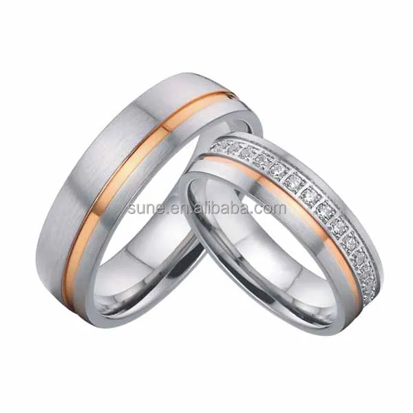 titanium rings blanks rose gold plated bridal pair wedding bands couples rings alliance for lady and man