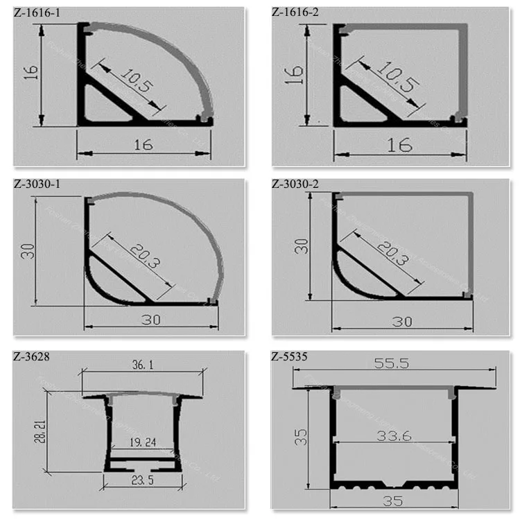 
35mm deep 55mm width led strip lighting house,housing aluminum profile with lips flange outward 