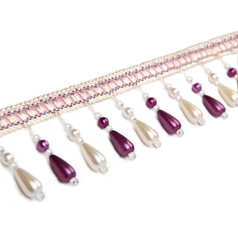 Glass Beaded Fringe Trim Beaded Glass Decorative Rhinestone Trimmings For Cushions