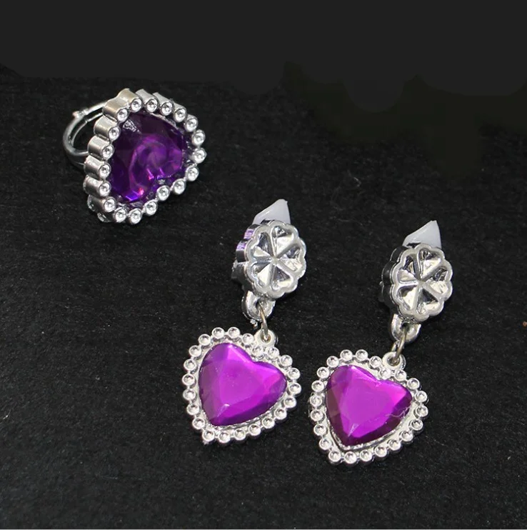 Girls Plastic Crown+Magic Wand+earring  +ring   Princess Dress Accessory Set