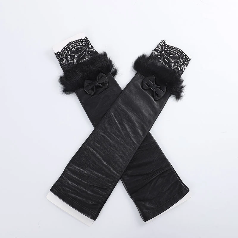 
Fashion women opera female silk long sleeve sexy leather gloves mittens 