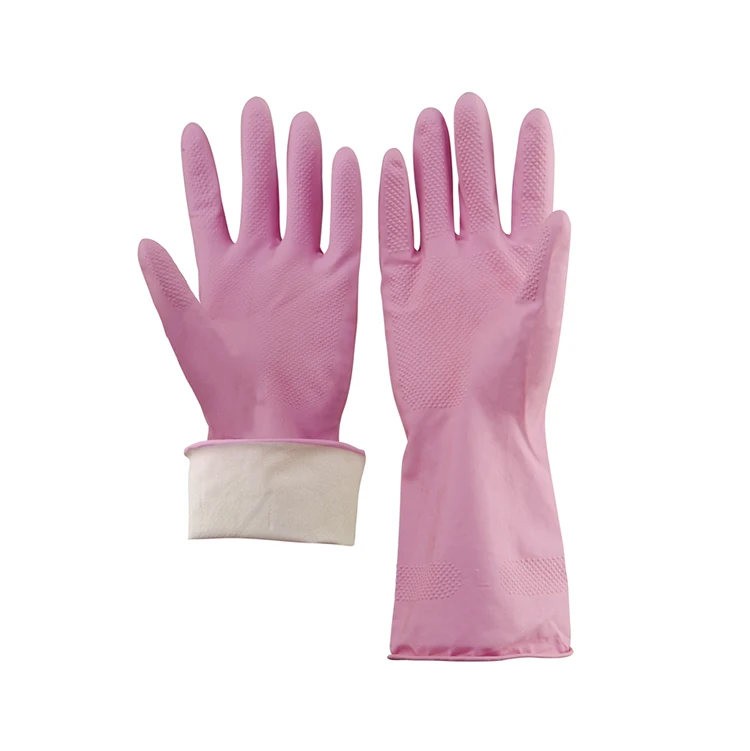 Kitchen Cleaning Gloves Waterproof Latex Examination Gloves XS Size Medium Thickness Cotton Rubber PE Cleaning Food Use All