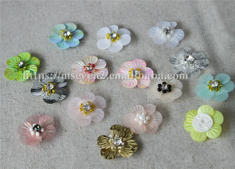 2018 Beautiful Sakura Sequin Patch Patches Thousands of New Designs for Chosen Customized with Beads for Dress Polyester Sew-on