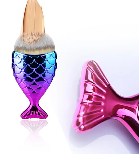 
High-end fashion single colorful mermaid blush makeup brush, engraving makeup tools private label set 