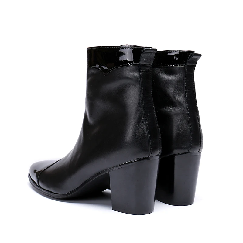 NA152 7CM High Heels Genuine Leather Boot Man Ankle Black Knight Shoe Men Handsome Botas Hombre Party/Wedding Men Boots