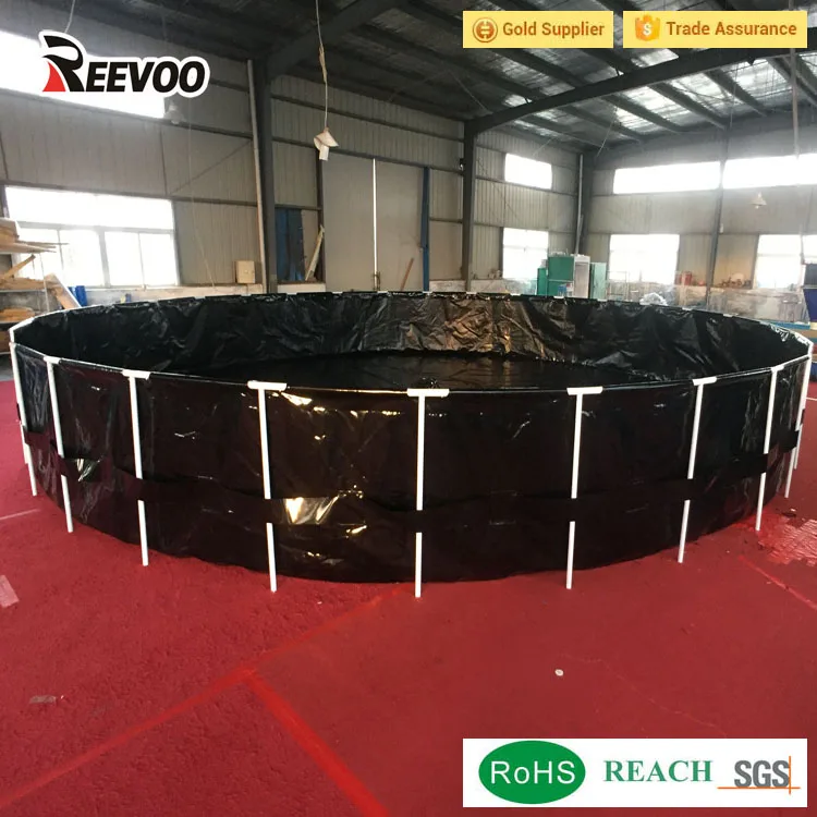 Reevoo collapsible tarpaulin fish pond round pvc fish tank black