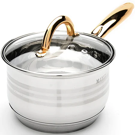 Italian Masterclass Premium 6/8/12pcs Stainless Steel Casserole Saucepot Cookware with gold/silver handles