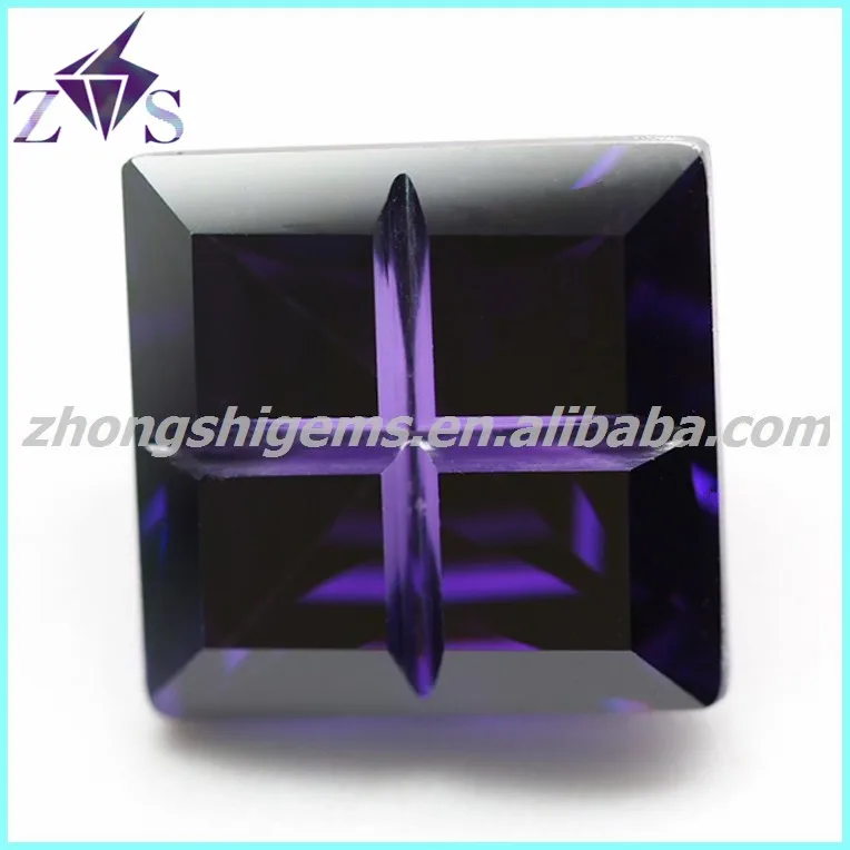 square shape artificial cz amethyst gemstone