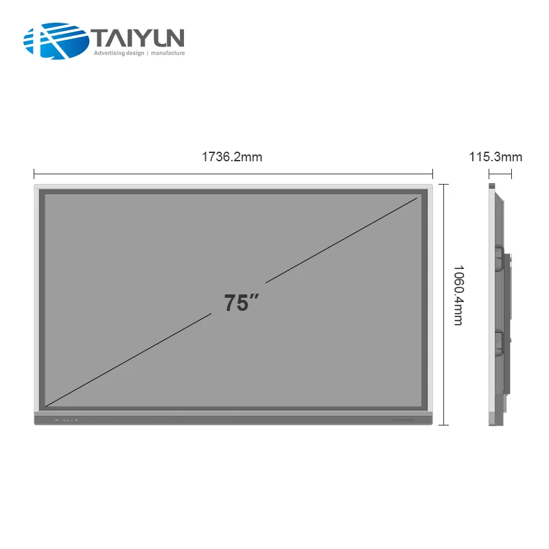 75 inch Windows and Android dual system touch screen digital interactive whiteboard for classroom
