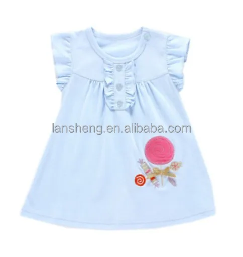 new style summer cotton top baby girls blank ruffle sleeve big size blouse/tops