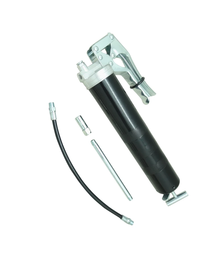 14oz 7000psi Utility 3-Way Loading American Type Pistol Grease Gun with Jaws Hydraulic Coupler and Extension Pipe