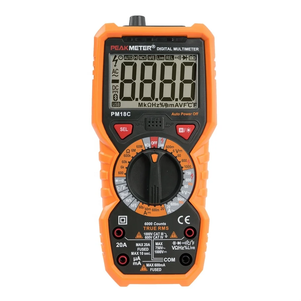 6000 counts tester multimeter PM18C, PM18C 20A AC DC multimeter auto range with true RMS