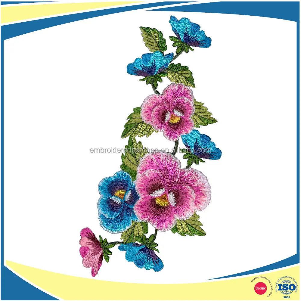 Iron On Embroidery Patch  Peony flower Embroidered design