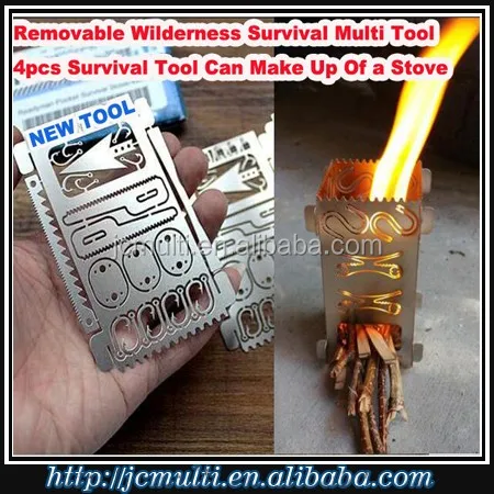 newest 4pcs survival tools can make up a pocket stove when camping