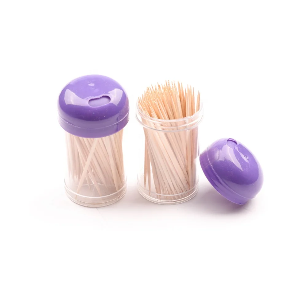Double Tips Birch Wood Toothpicks With Plastic Cup
