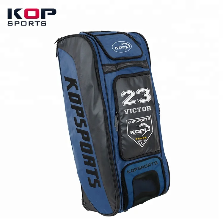 2021 KOP SPORTS Custom Waterproof  Scarlet Red Largest Wheeled Baseball  Bag With Shelves System