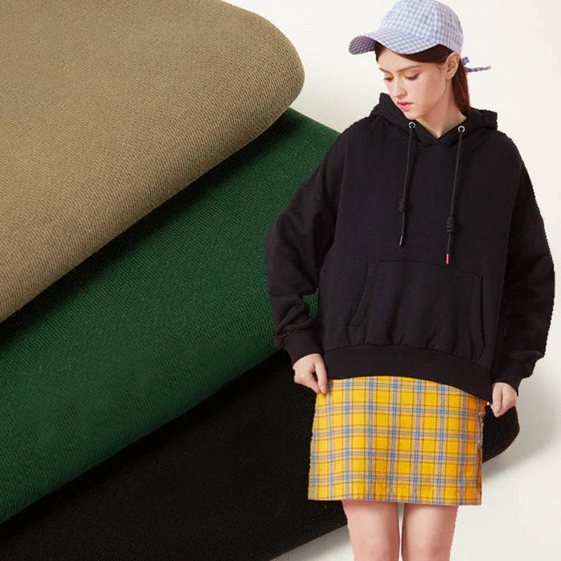 Толстый 400gsm Текстиль 100% хлопок петля сзади махровая ткань для свитера