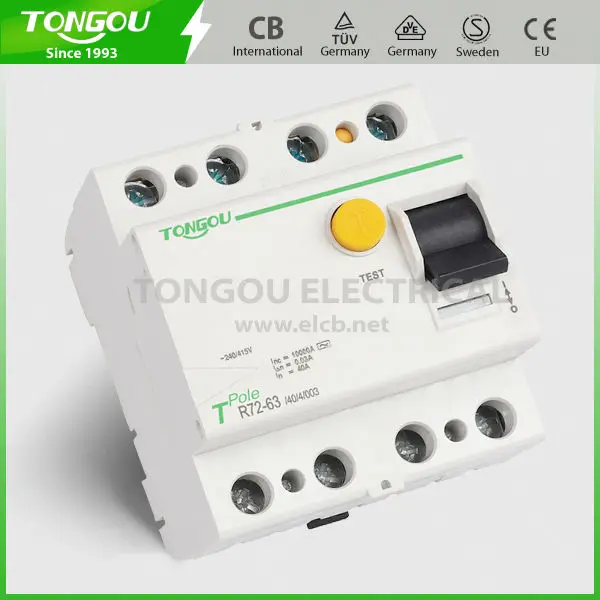 остаточный настоящий выключатель из tongou tor72 типа 4p, 40 усилителя, оценка