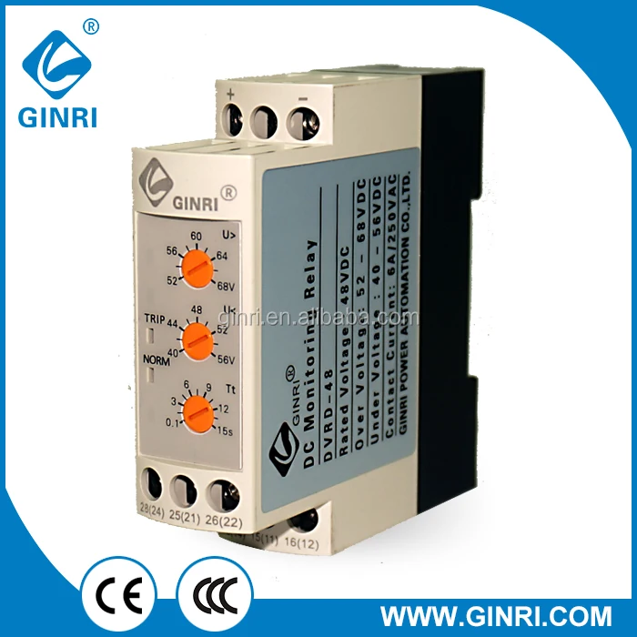 Реле GINRI DVRD-24 DC24V для контроля напряжения постоянного тока регулируемое время задержки реле перенапряжения и пониженного