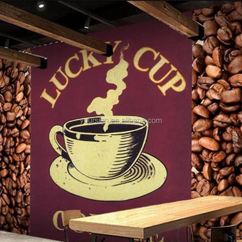 coffee shop wall mural self adhesive sticker paper for decoration