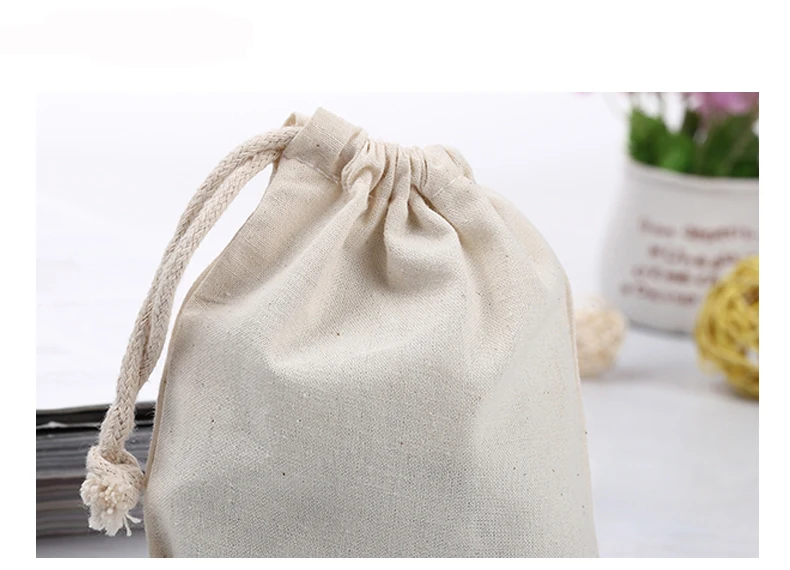 Nature Drawstring Cotton Pouch For Jewelry Muslin Bag canvas drawstring bag