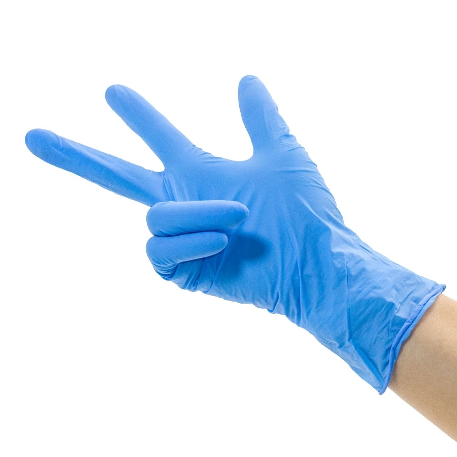 Wholesale Powder Free Durable Non-porous Disposable Household Cleaning Gloves Blue Nitrile Gloves