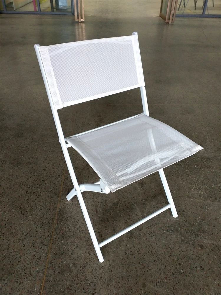 
3-piece White Folding Metal Bistro Table and Chairs Set for sale 