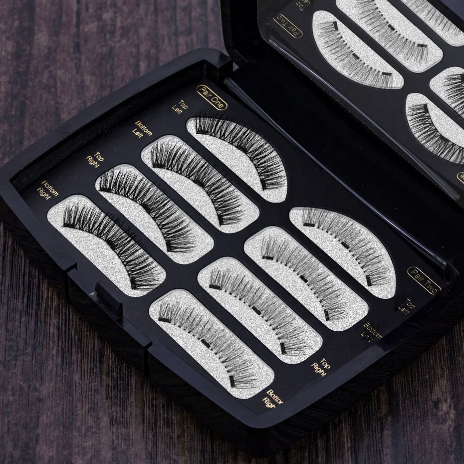 Melason Private Label 2 or 3 Magnets 4 Pairs Magnetic Eyelash + 1 Eyelash Tweezer With OEM Packaging Box Small Order Accepted