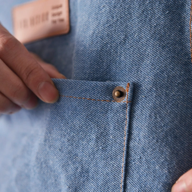 Korean version of canvas kitchen Japanese denim cotton apron coffee shop milk tea overalls restaurant room custom printed logo