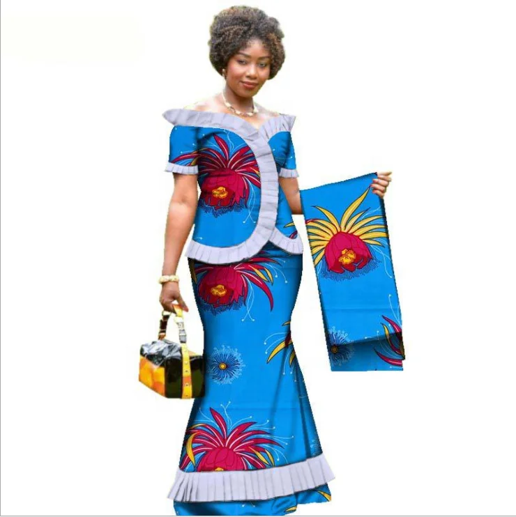 100% cotton wax fabric African women shirt coat outfit in elegant style