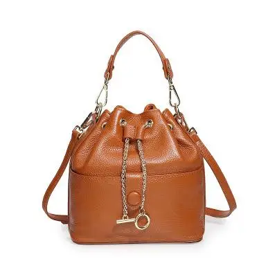 2019 Fashion Newest Style Bucket Bag For Women Genuine Cow Leather Ladies Tote Bag Small Size Cross-body Bag For Women