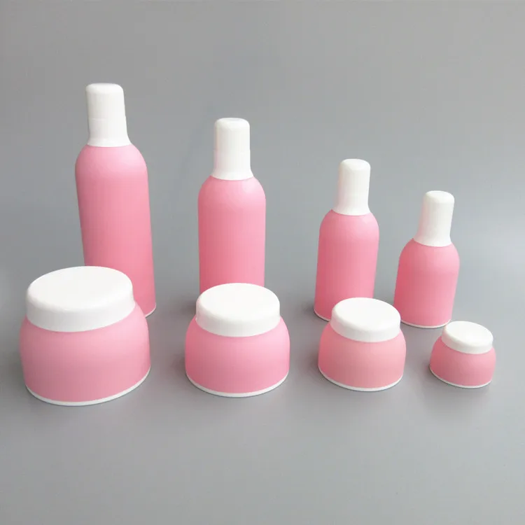 2 oz round shape plastic cosmetic jars,30 ml blue color plastic bottle,30 g white color plastic jar