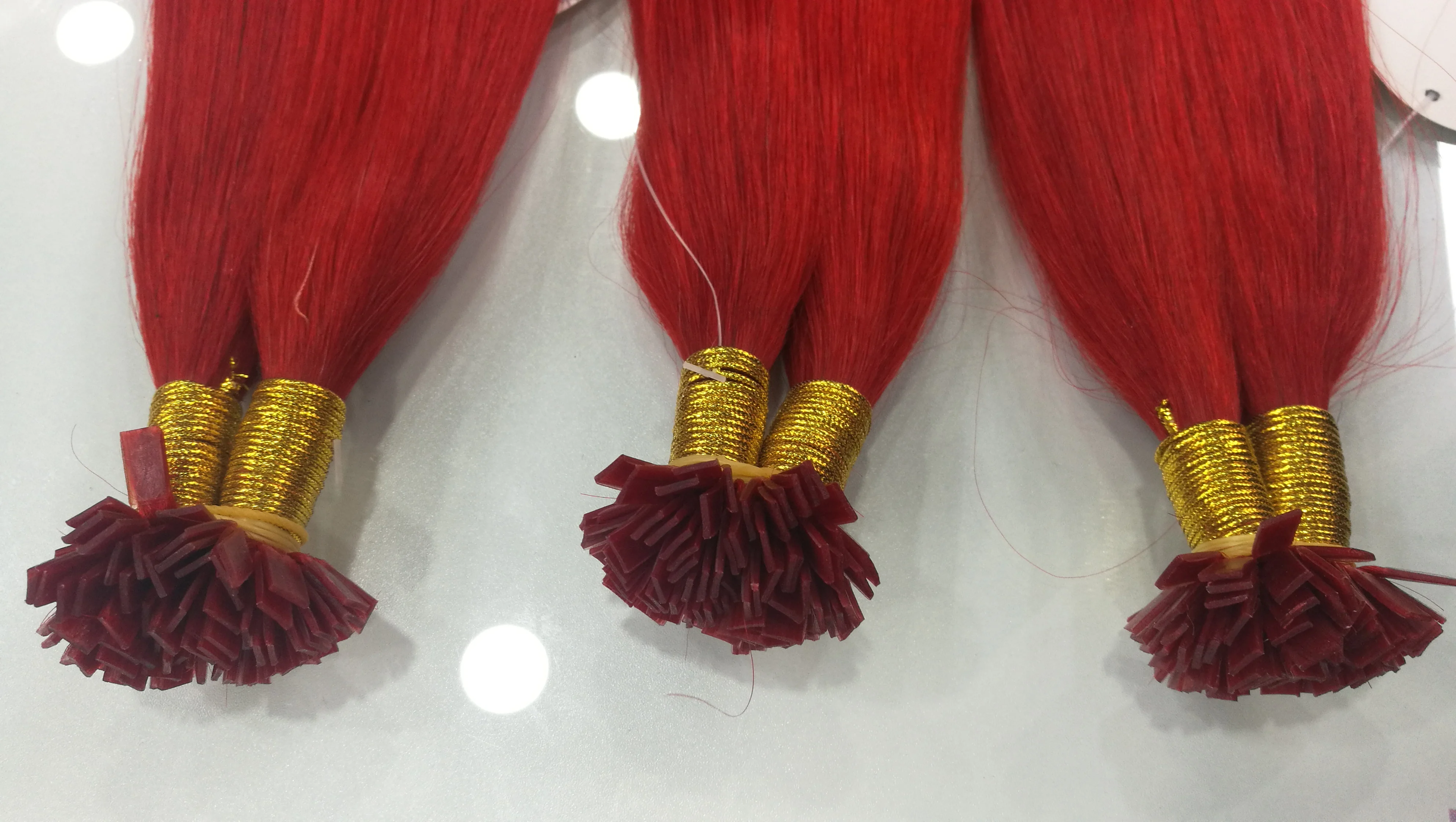 Super long  flat tip 100% human hair 32inch 100gr red high quality Pre-bonded hair extension