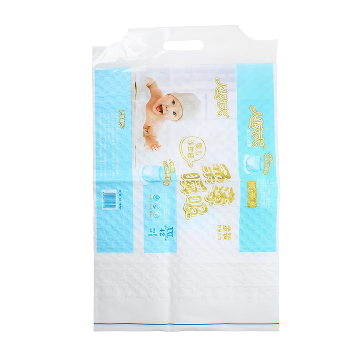Hot selling biodegradable pulling pants white pe Poly nappy plastic baby diaper packaging bag