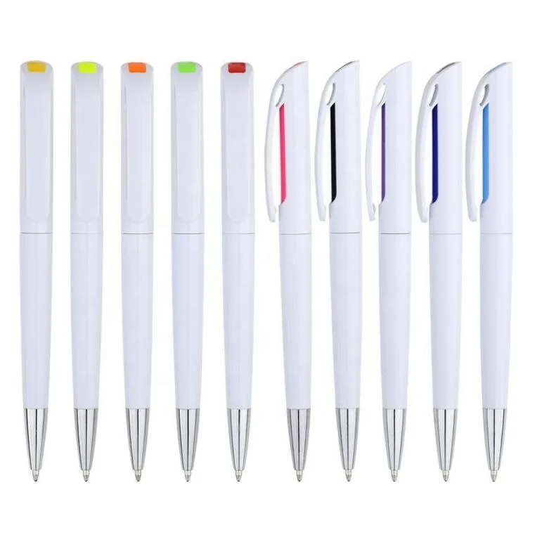 Solid white twist action advertising promotional cheap plastic ball pen